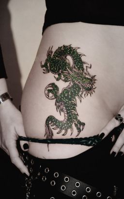 Jajpanese Dragon Tats On Side Hip